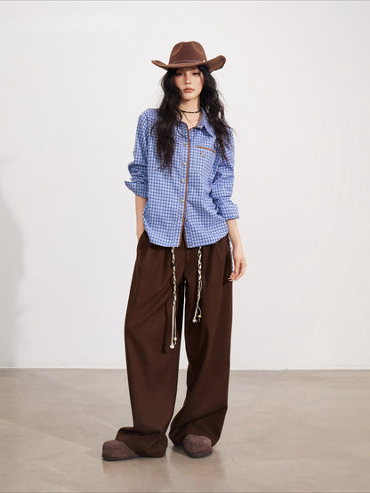 Blue Plaid Patchwork Shirt