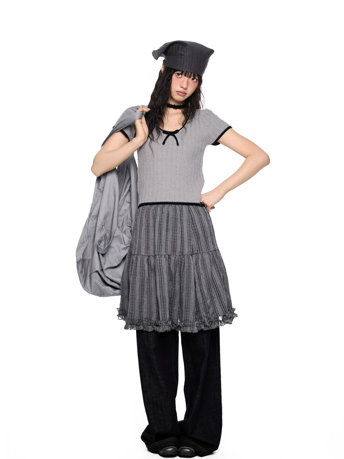 Plaid Bubble Chiffon Skirt