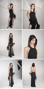 Detachable Hood Halter Maxi Dress