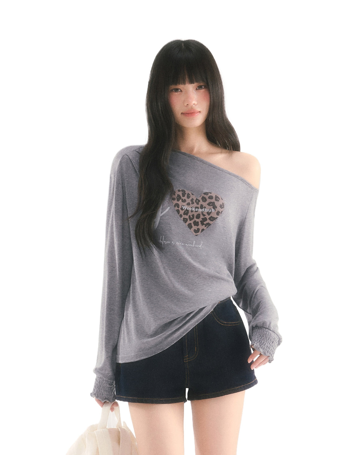 Gray Leopard Heart Top