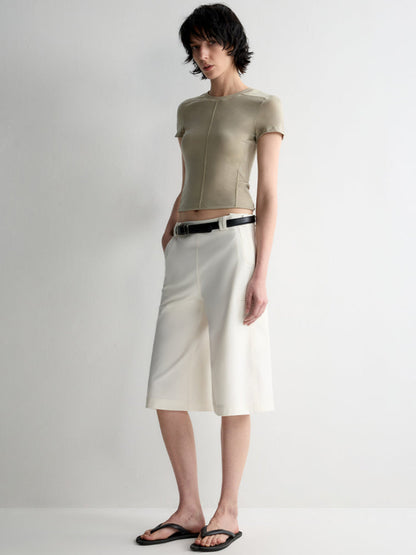 Split-Line Sheer Short Sleeve T-shirt