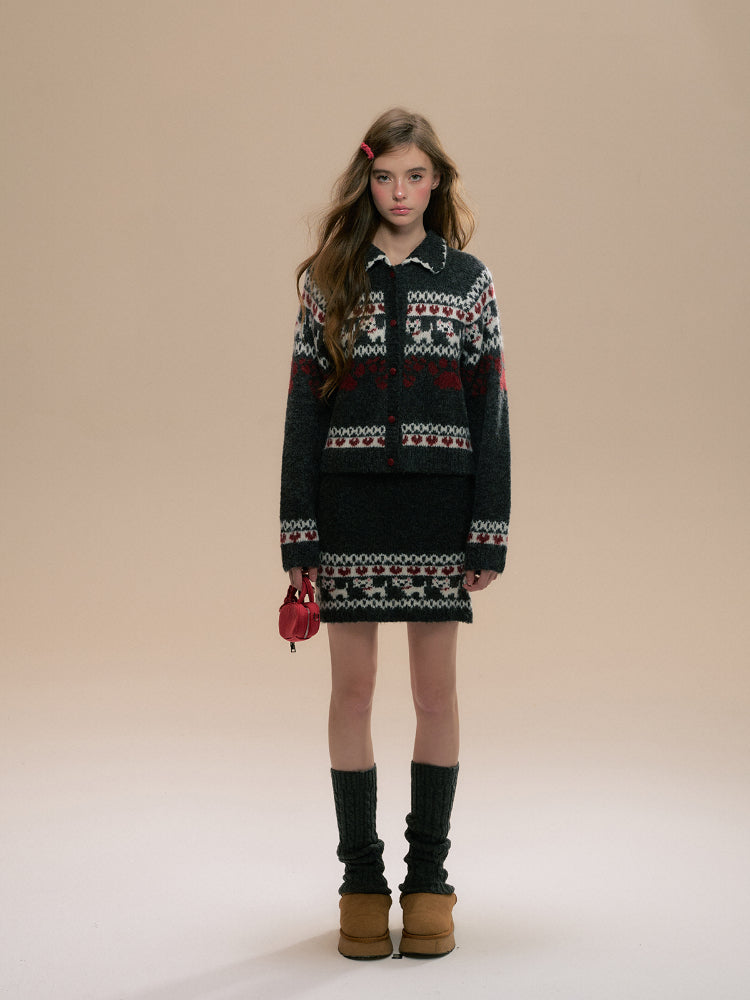 Fair Isle Westie Sweater & Skirt Set