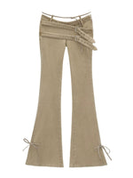 Vintage Multi-Belt Flared Denim Pants