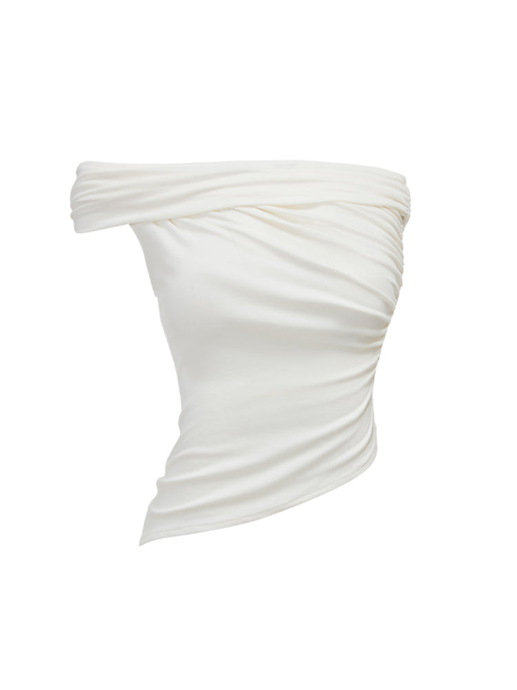 Irregular Multi-Wear Ruched Acetate T-Shirt