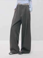 Double Waistband Pleated Wide Leg Pants