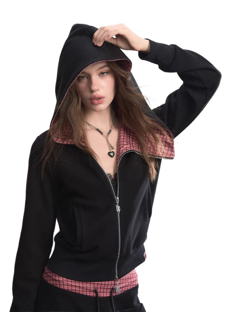 Black Short Asymmetric Hoodie