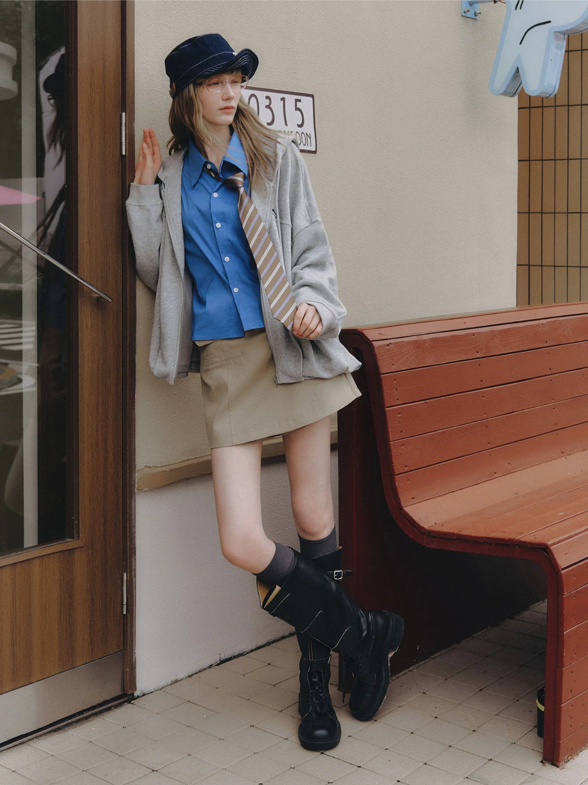 Minimal Belted A-Line Skirt
