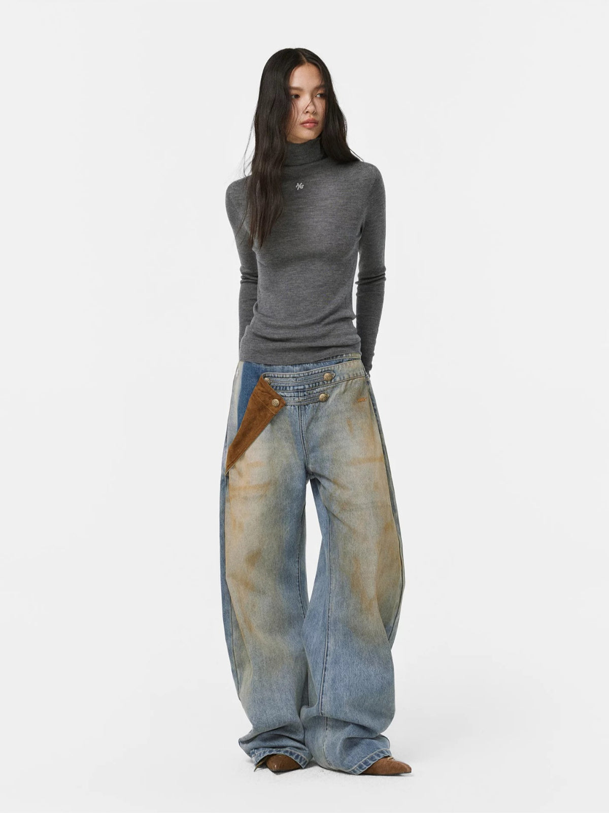 Cloud Fir Wool Turtleneck Knit Top