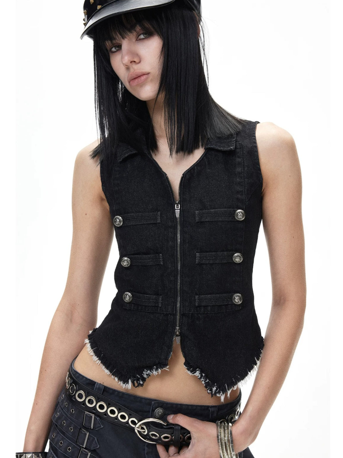 Punk Double-Breasted Collar Vest