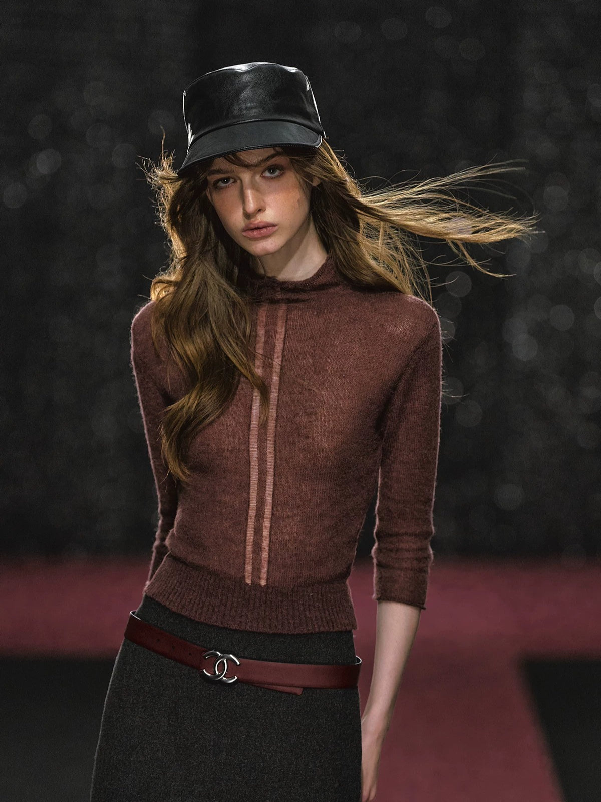 High Neck Knit Seven Sleeve Top