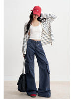 High Waist Cotton Cargo Pants