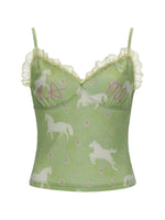 Star Horse Waffle Knit Camisole Top