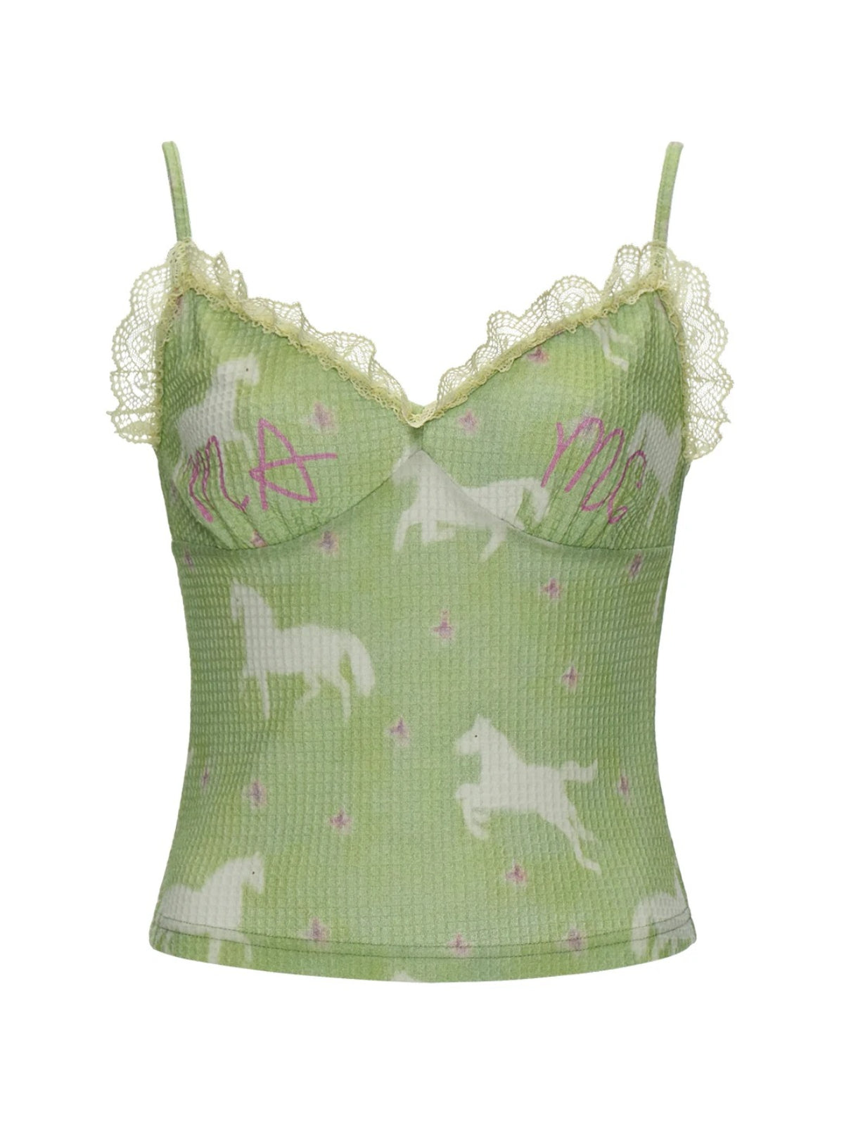 Star Horse Waffle Knit Camisole Top