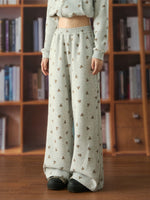 Bear Print Wide Leg Pants