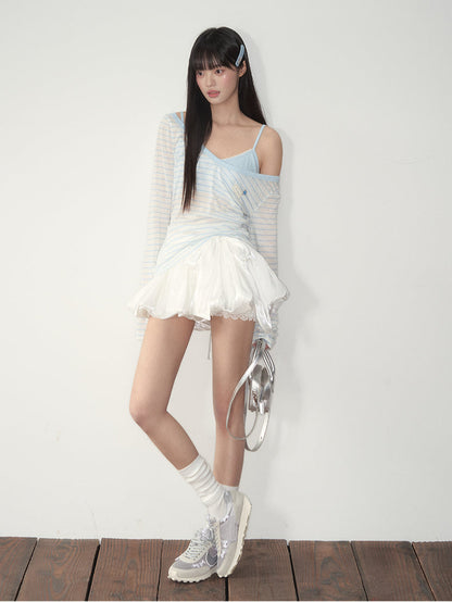 Blue &amp; Pink Striped Cover-Up &amp; Cami Set