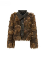 Asymmetric Collar Faux Fur Jacket
