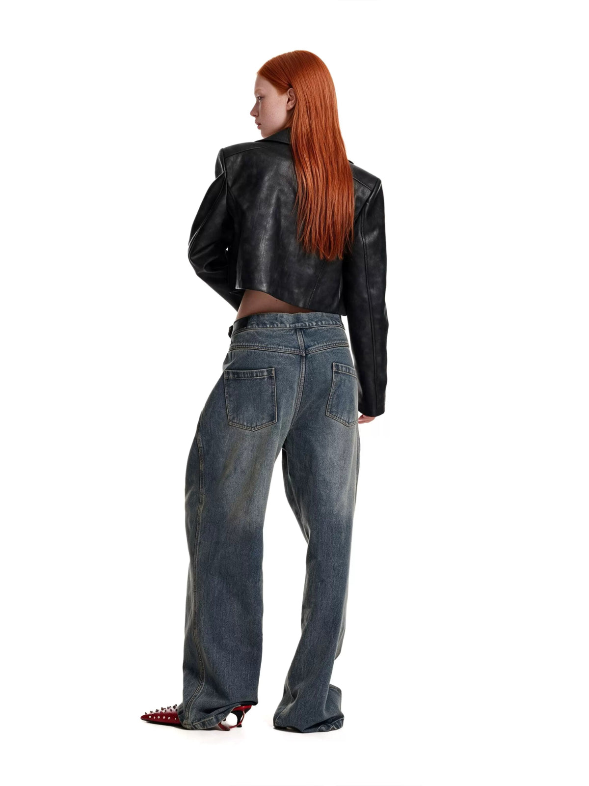 Napoleonic Distressed Buckle Leather Jacket