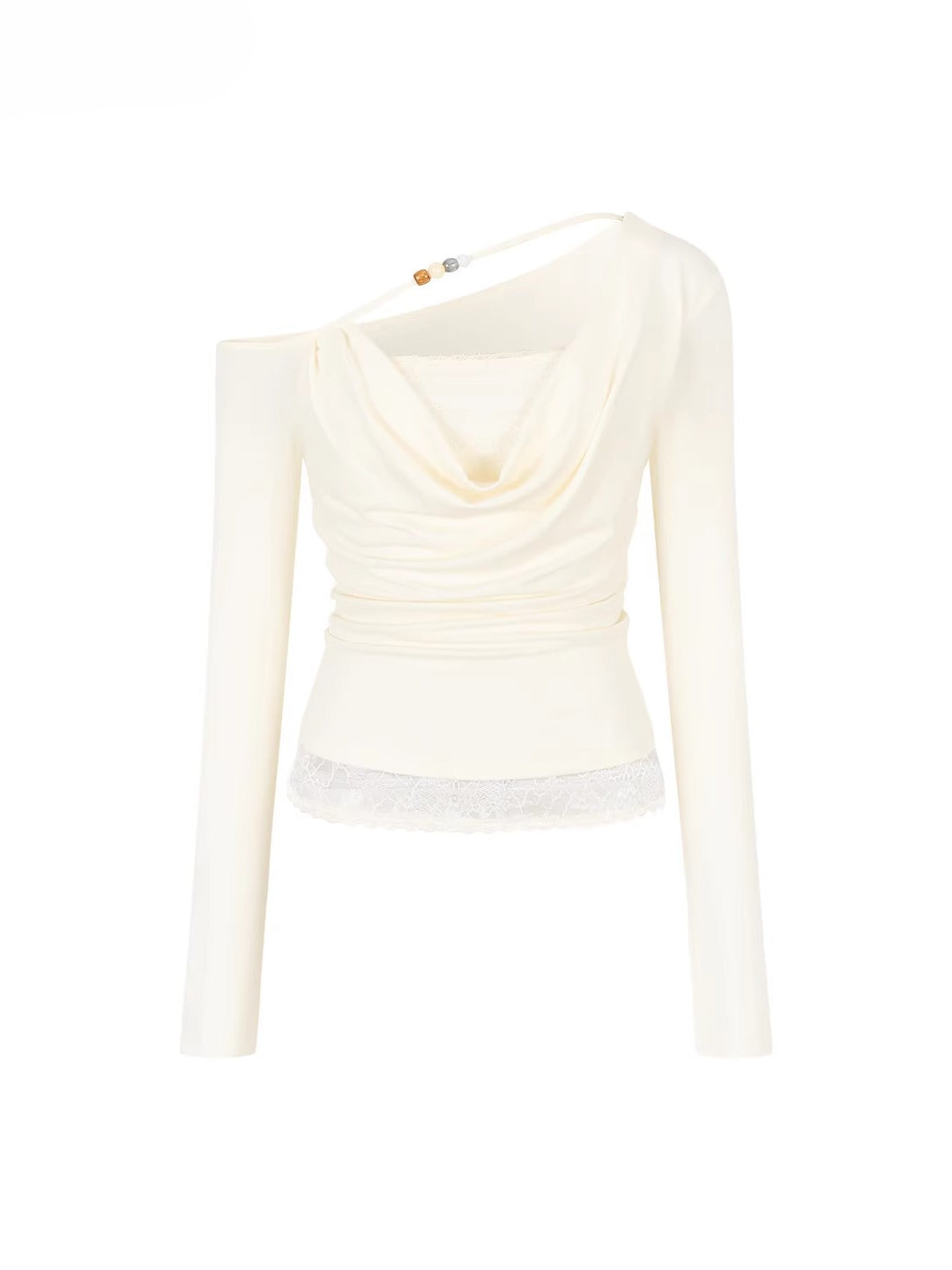 Asymmetric Beaded Drape T-shirt