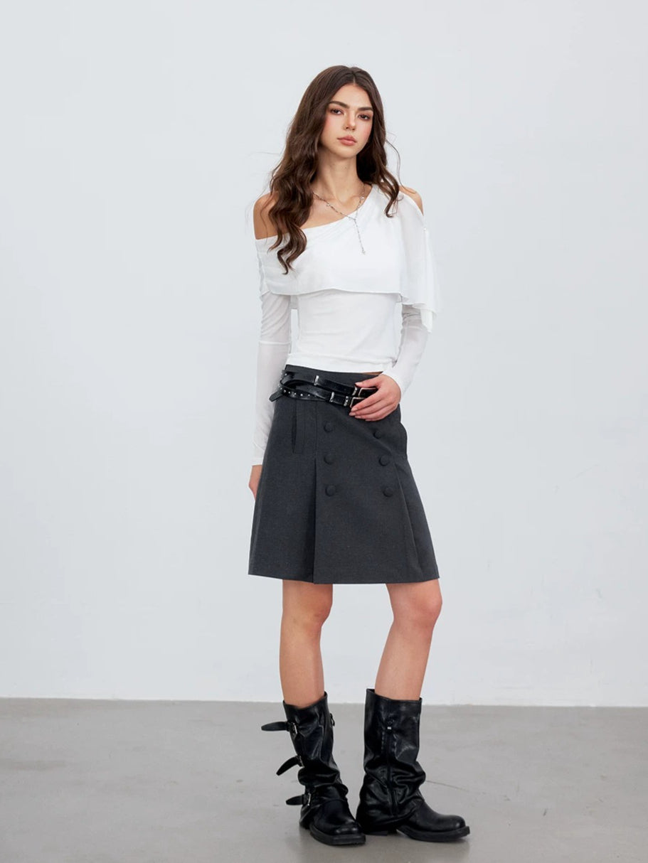 Asymmetric Shoulder Draped Top