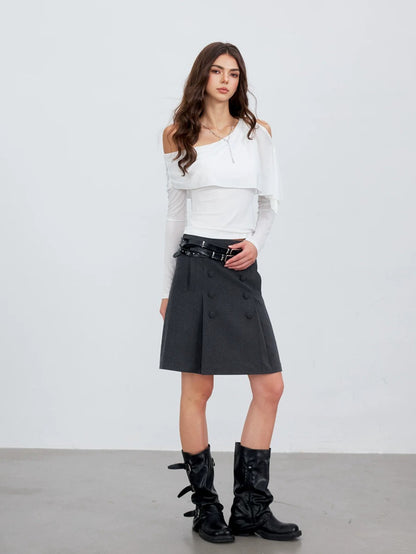 Asymmetric Shoulder Draped Top