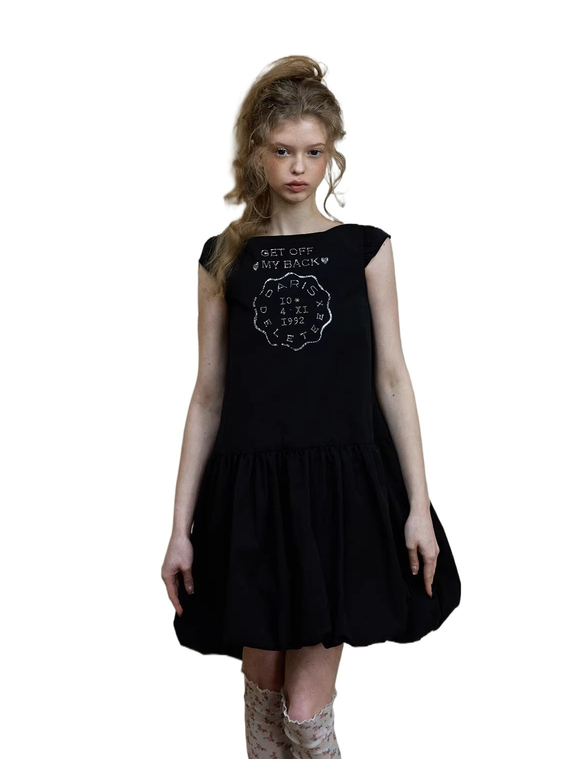 Rhinestone Bubble Hem Dress