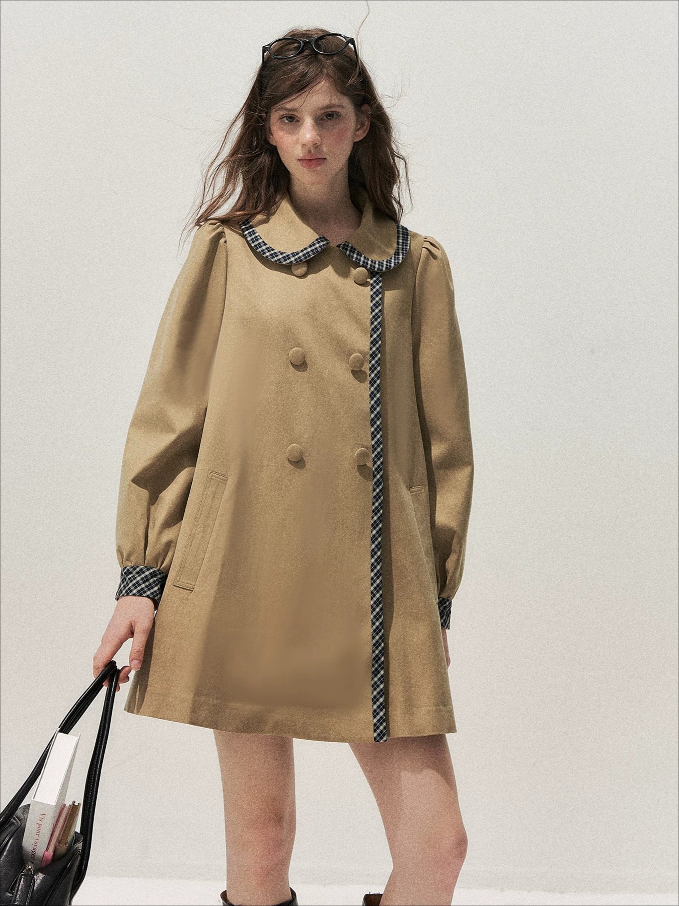 Plaid Peter Pan Trench Coat
