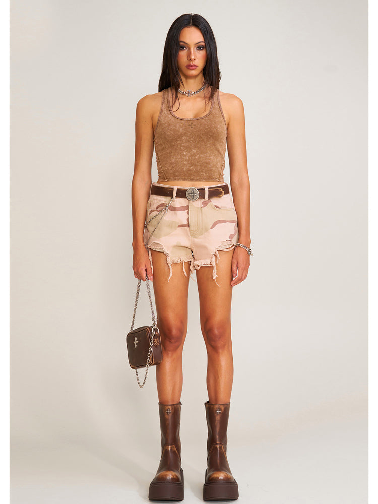 Compass Wild Denim Shorts Army Green Camouflage