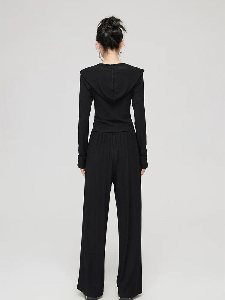 Pleated Knit Cropped Top &amp; Pants Set