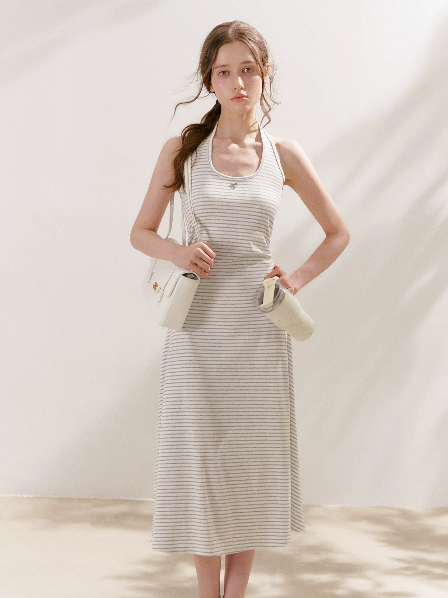 Striped Halter Midi Dress