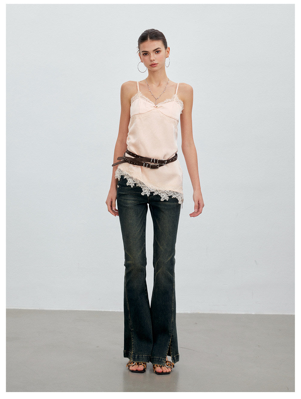 Asymmetric Lace Satin Camisole