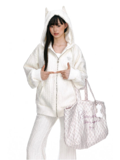 Dog Print Plush Loungewear Set