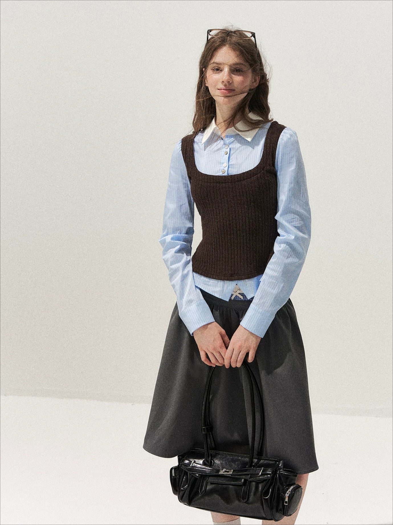 Cable Knit Vest Shirt