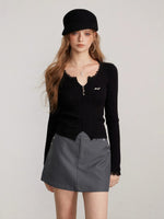 Lace Panel Ribbed Knit Sweater Top