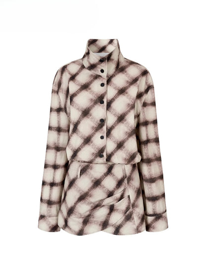 Plaid Asymmetrical Hem Shirt Dress