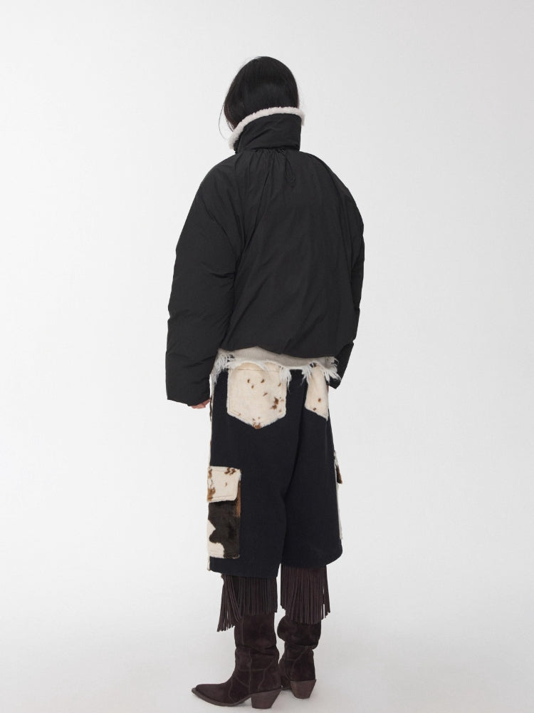 Cow Pattern Faux Fur Shorts