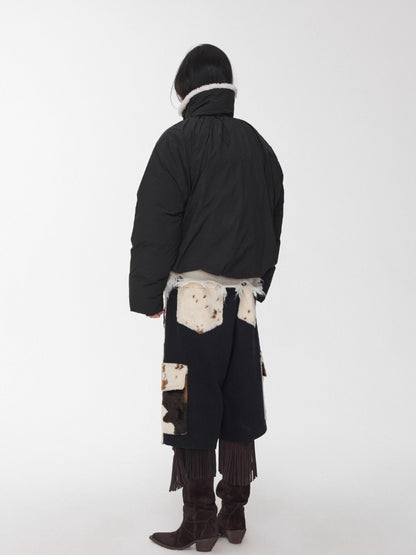 Cow Pattern Faux Fur Shorts