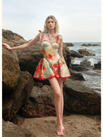 Fiorina Floral Lace-Up Mini Dress