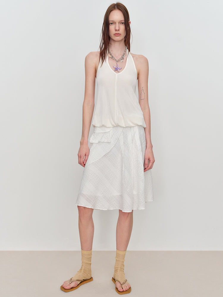 Irregular Jacquard Plaid A-line Skirt