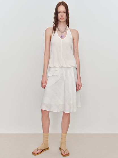 Irregular Jacquard Plaid A-line Skirt