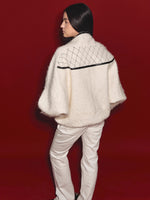 Toggle Trim Diamond-Stitch Wool Coat