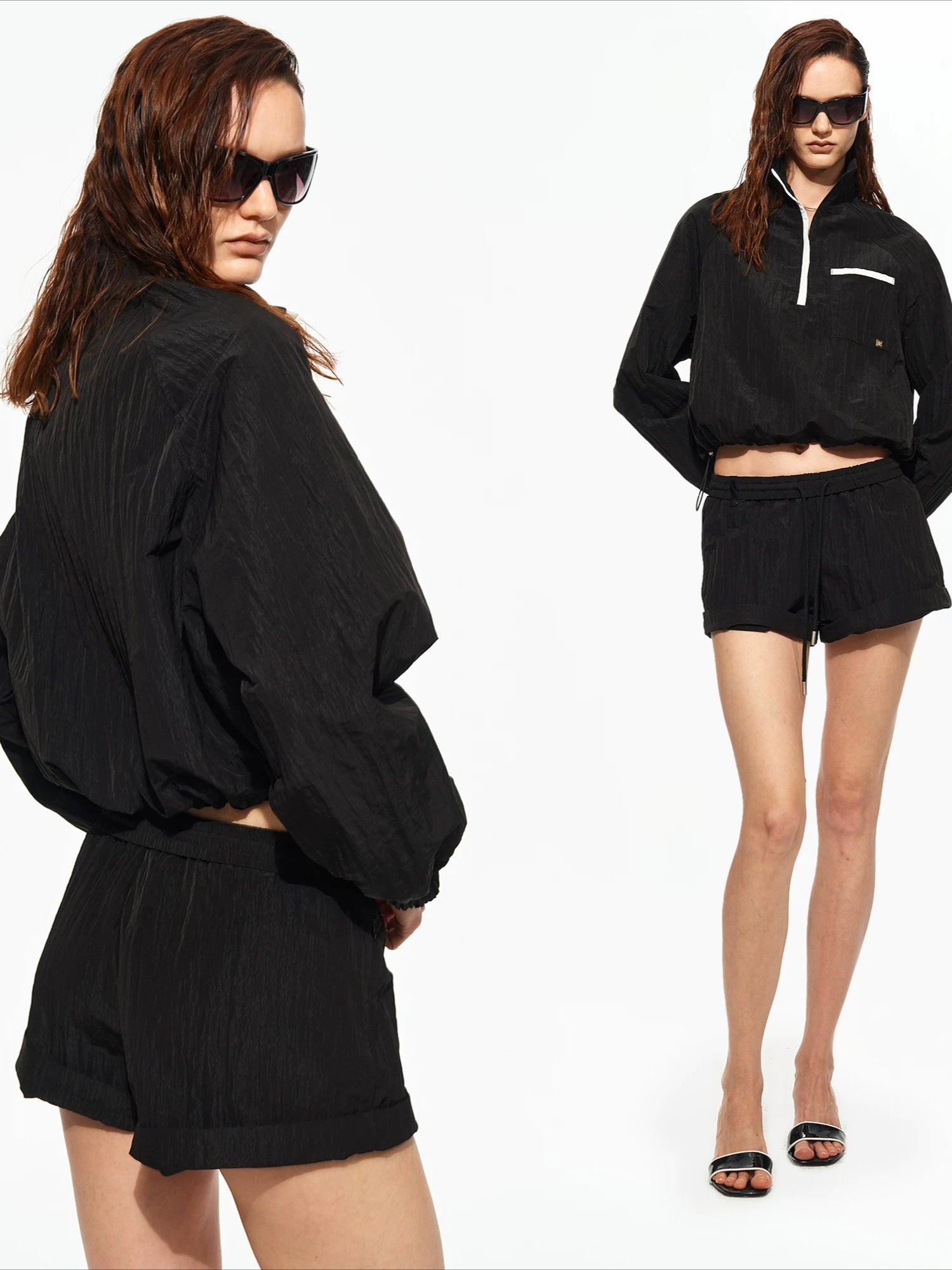 Airy Zip Shorts Set