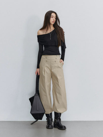 Asymmetric Shoulder Draped Top