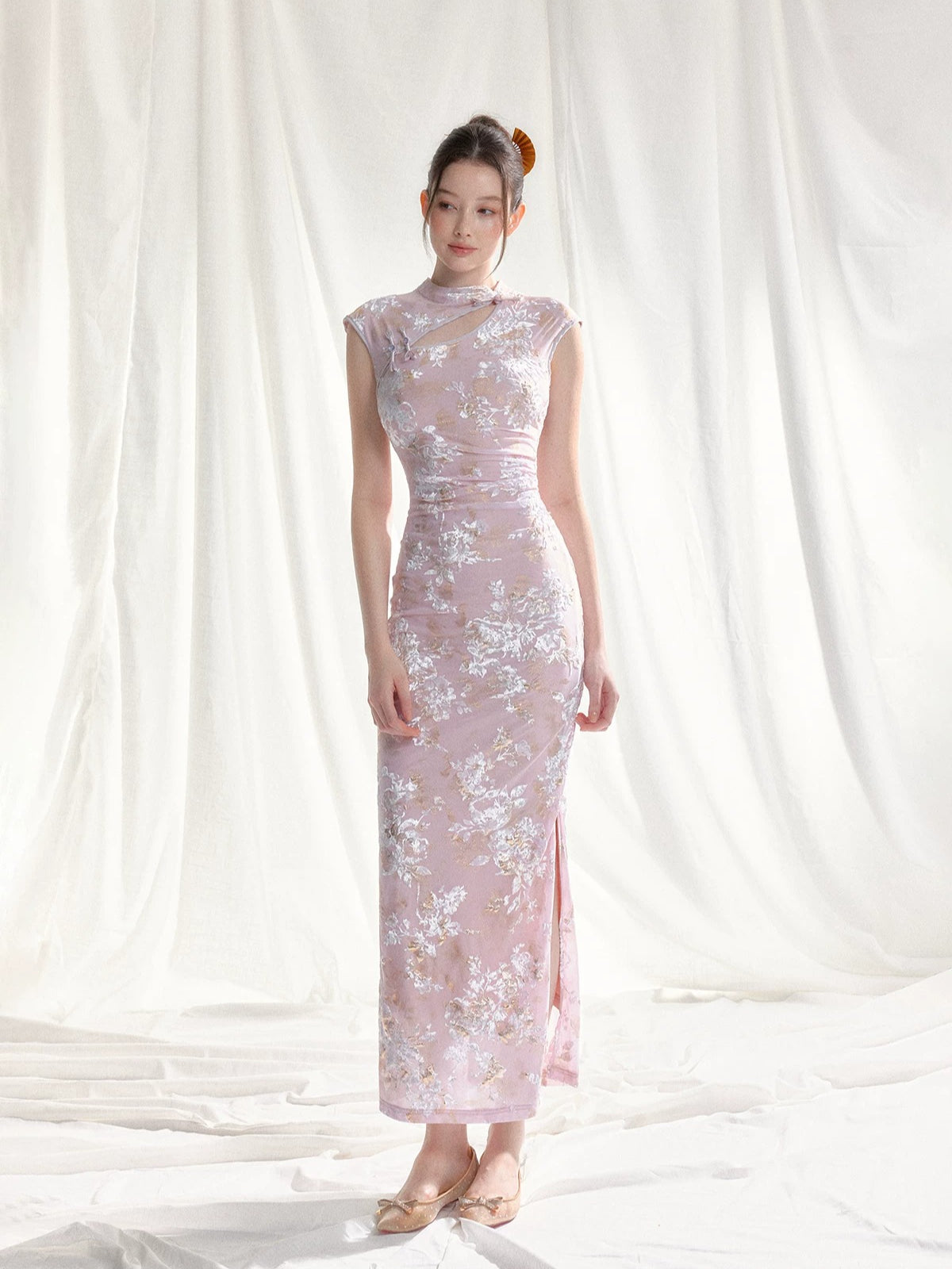 Stretch Velvet Jacquard Qipao