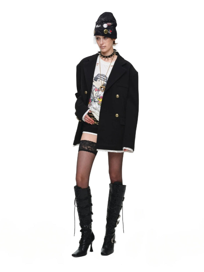 Black Contrast Layered Blazer
