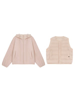 Hooded Fleece Down Vest Two-Piece Set