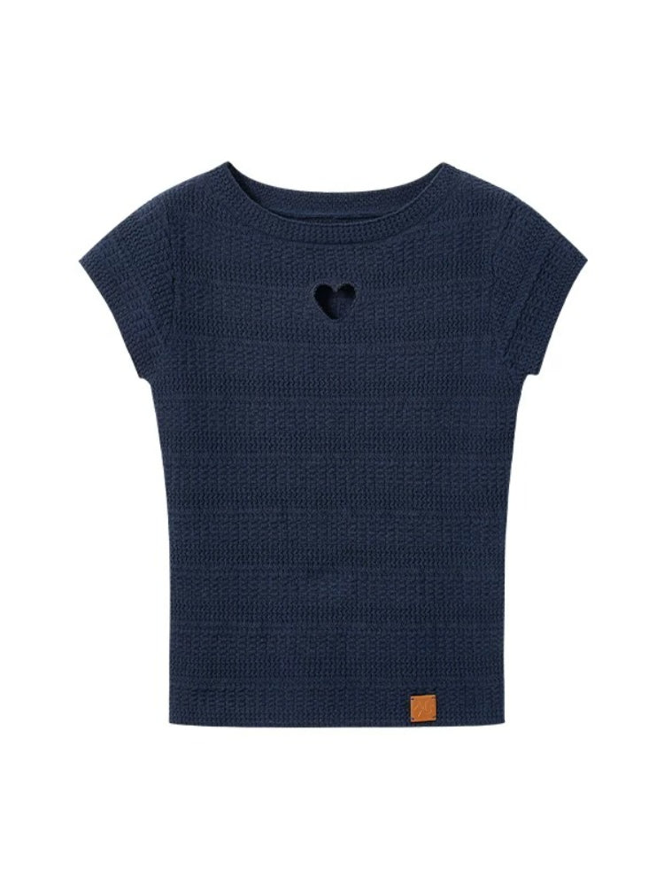 Heart Cutout Linen Tee
