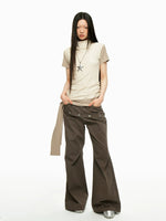 Star Rivet Pleated Flare Pants