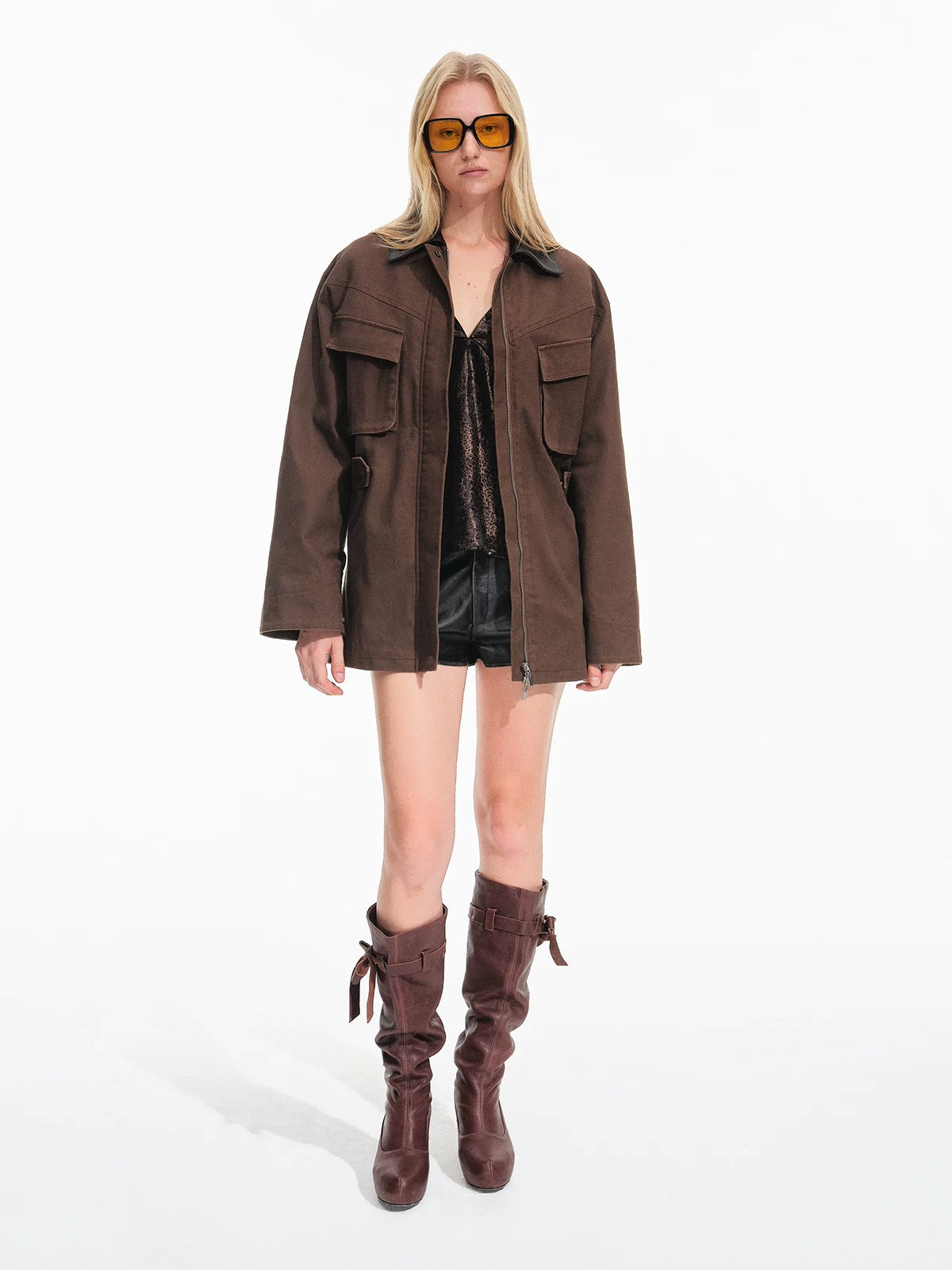 Vintage Contrast Collar Utility Jacket