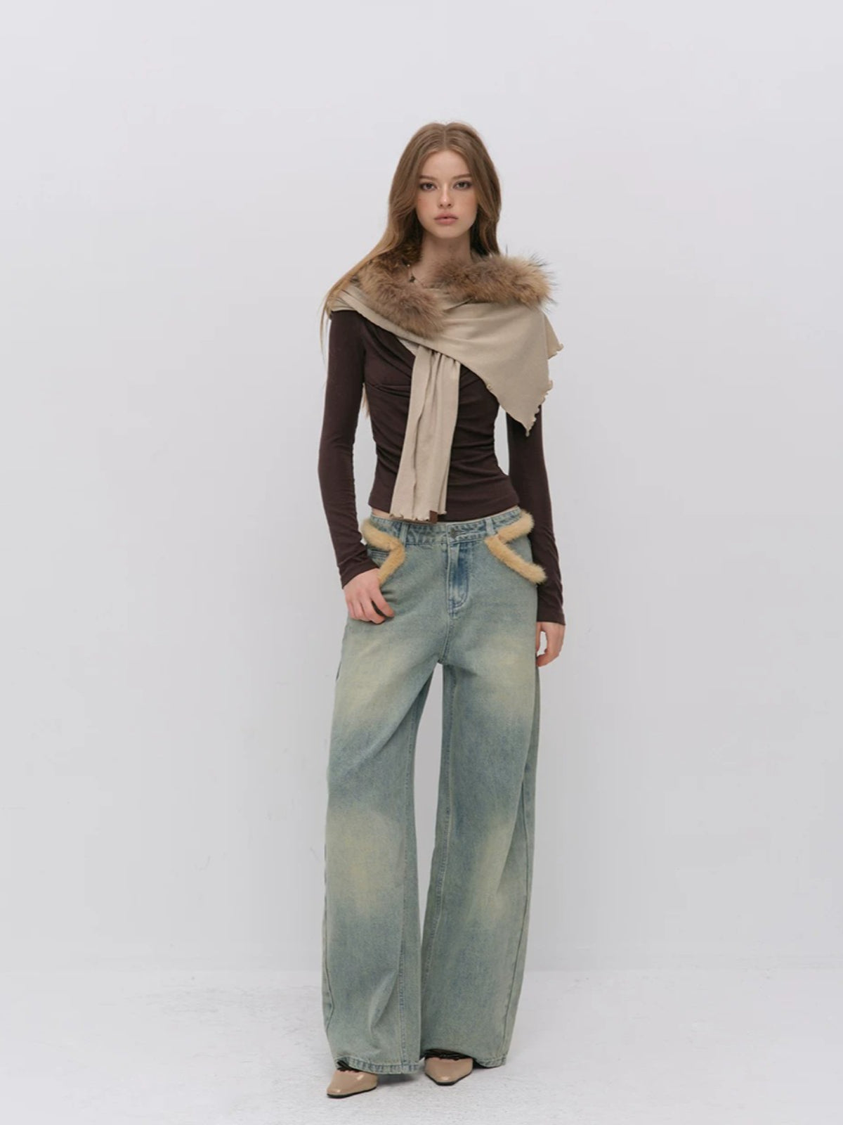 Vintage Washed Wide Leg Jeans