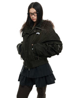 Vintage Hooded Fur Collar Down